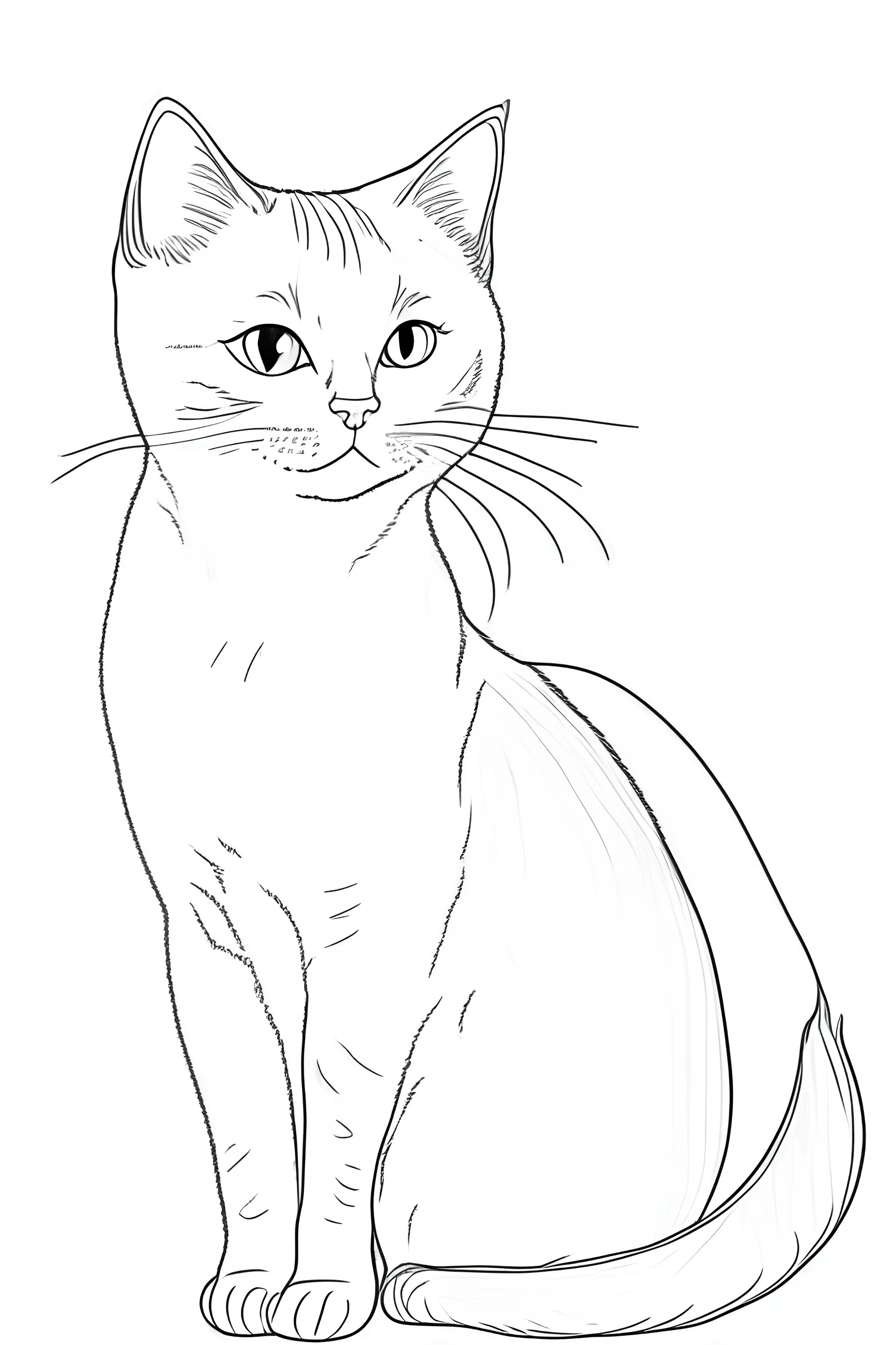 A cat simple drawings for coloring