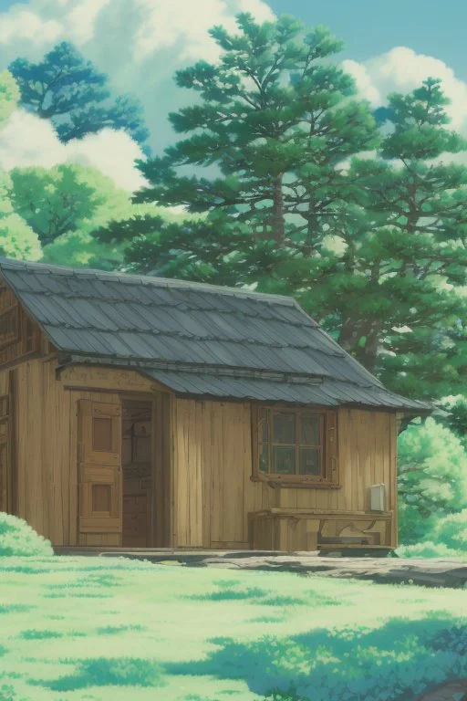 Masterpiece, Clear sky, 1cabin, woods, maunten, snowy,