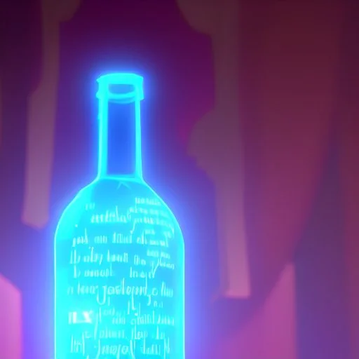 A digital message in a glass bottle. The message is the creation of artificial intelligence.