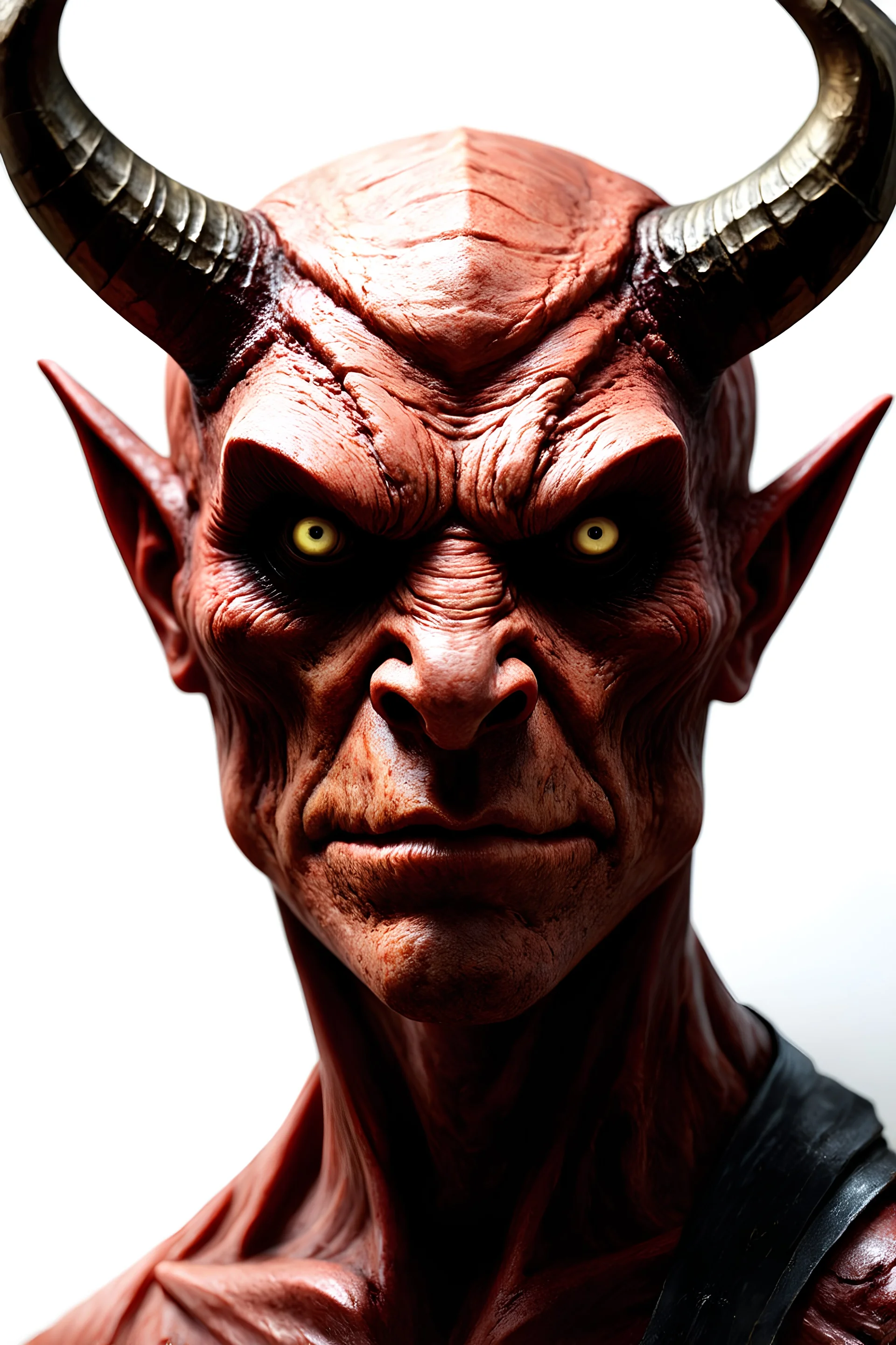 A demon's face with no features, just horns and prominent cheekbones.