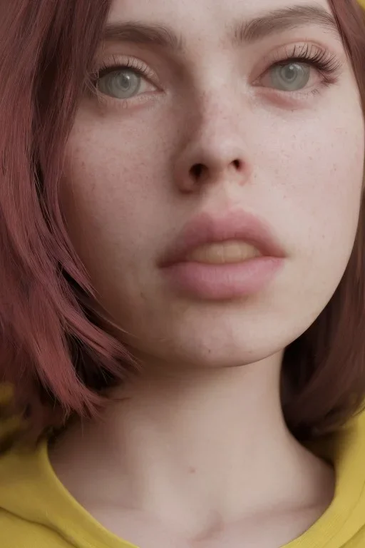 Billie Eilish, full body, on the bed, in my underwear, pale skin, high detail, realistic, 8k, not to be distinguished from a photo, identical pupils