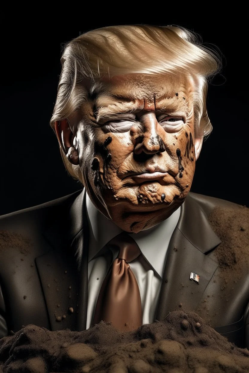 president donald trump as a pig covered in feces