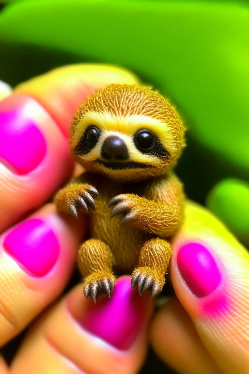 tiny sloth holding a finger