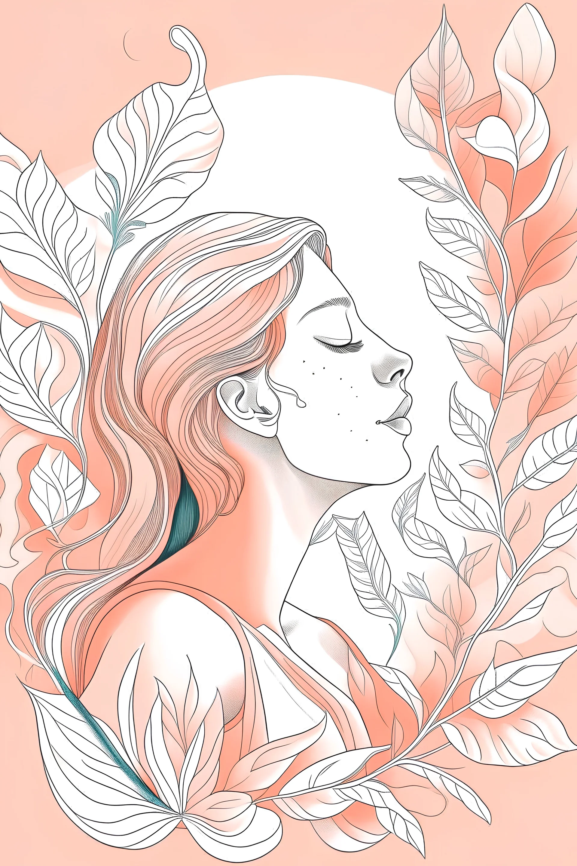 breathe out illustration in peach
