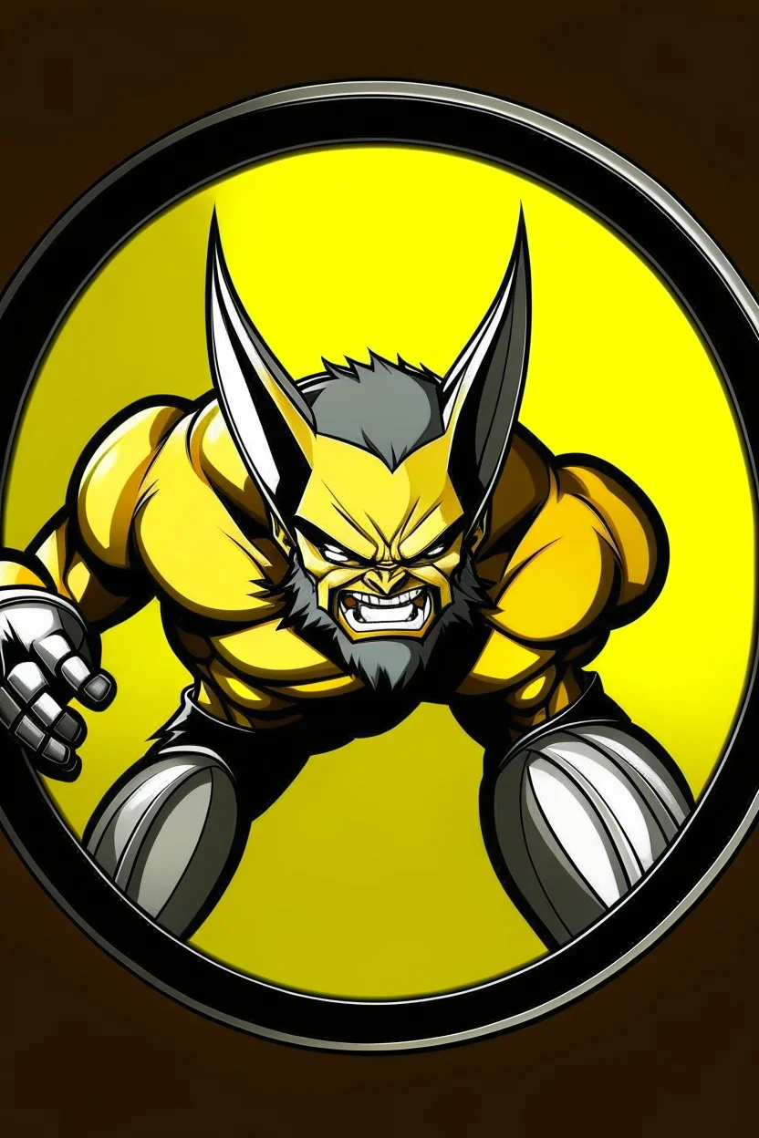 wolverine wit claws out animated inside a medalion