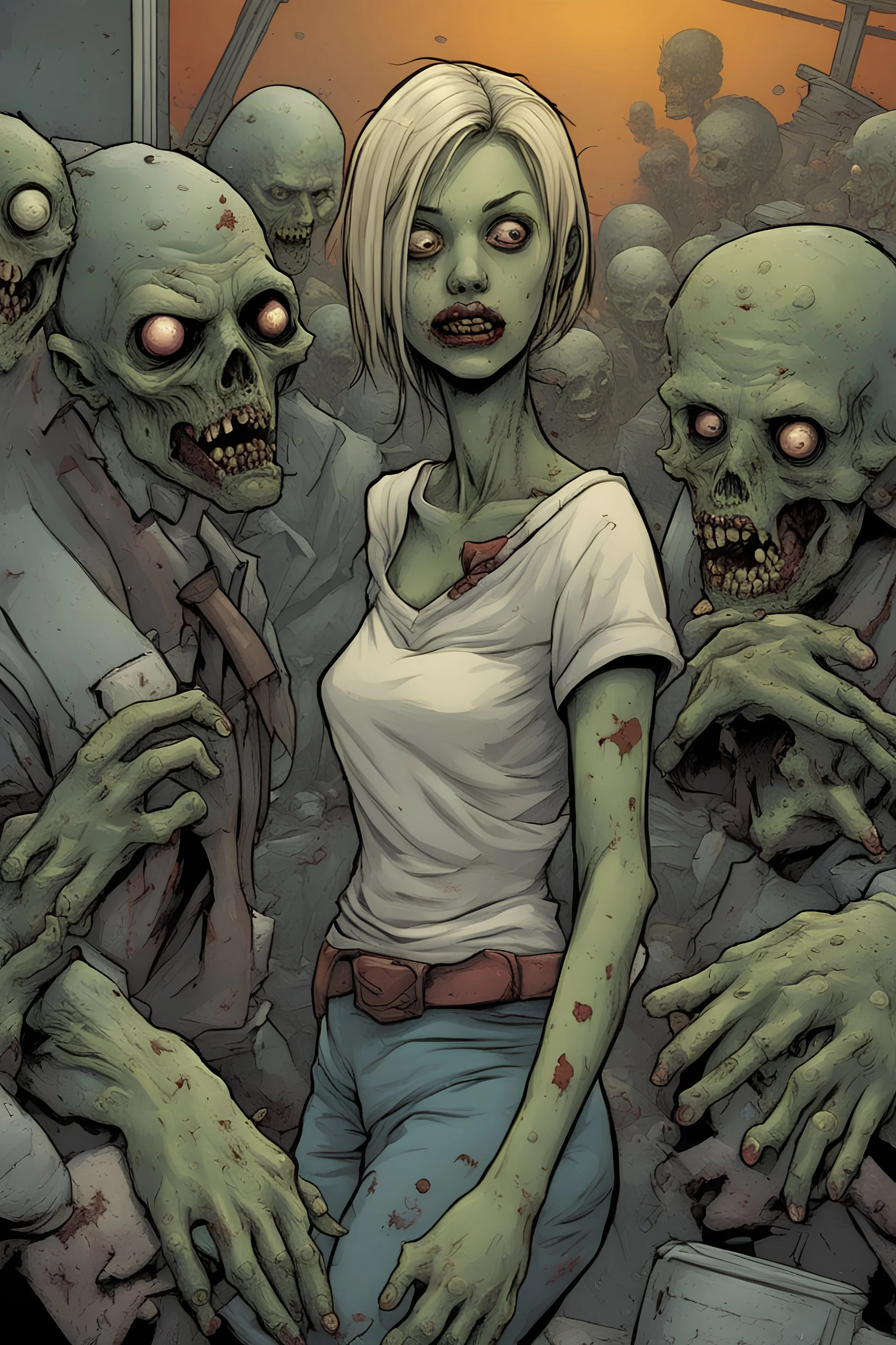 Portrait, zombie, comic book illustration,