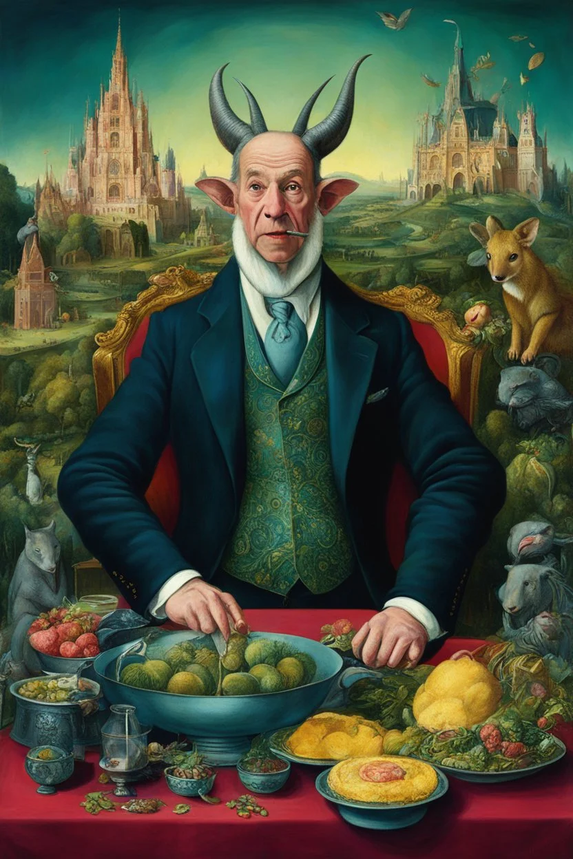 The modern ugly Rich greedy beast, Bosch painting style