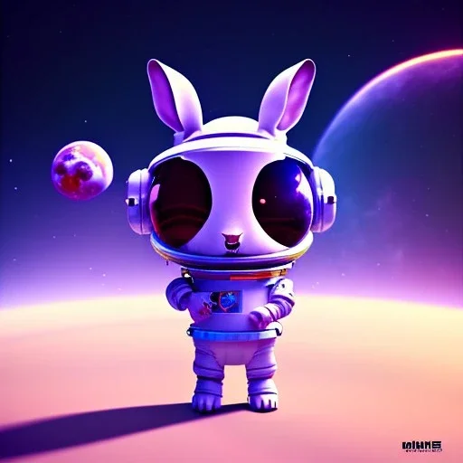 pixar style cute rabbit astronaut floating in space, unreal engine 5, 16k, background:space