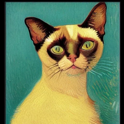 Portrait of a Siamese cat by Van Gogh