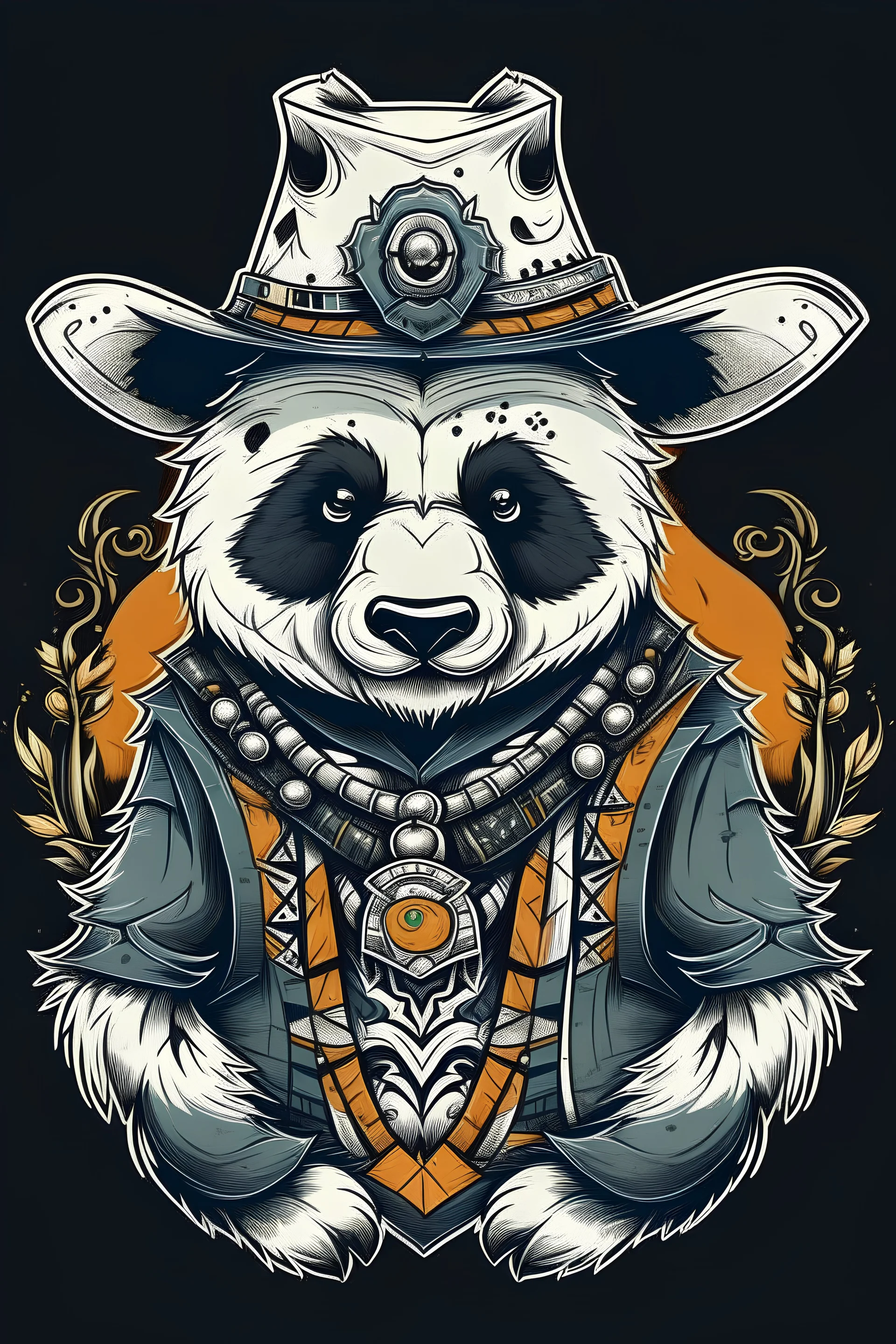 Tribal panda cowboy