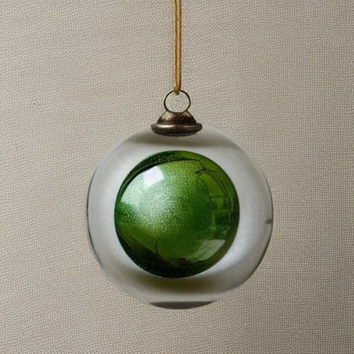 glass orb with stained glass effect, linen backdrop