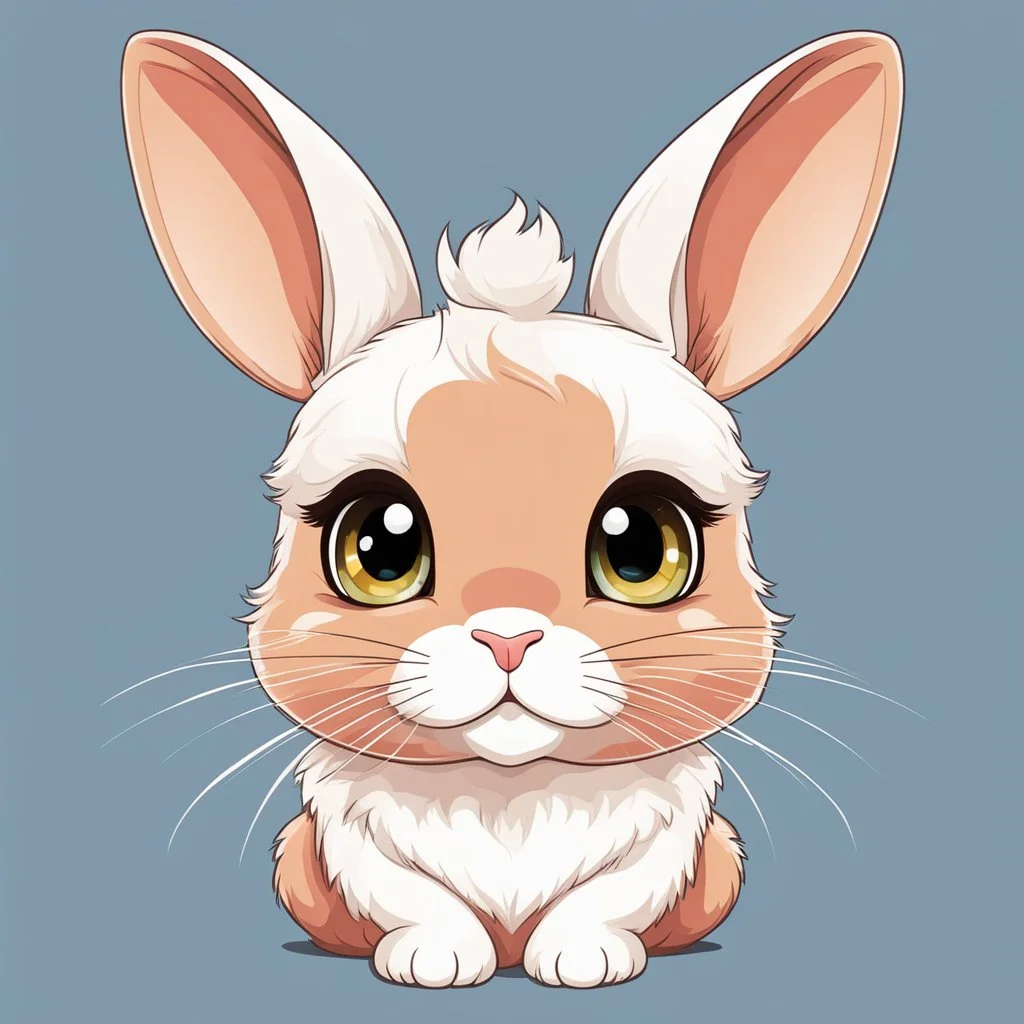 Cute rabbit face with adorable eyes / t-shirt design / clear lines