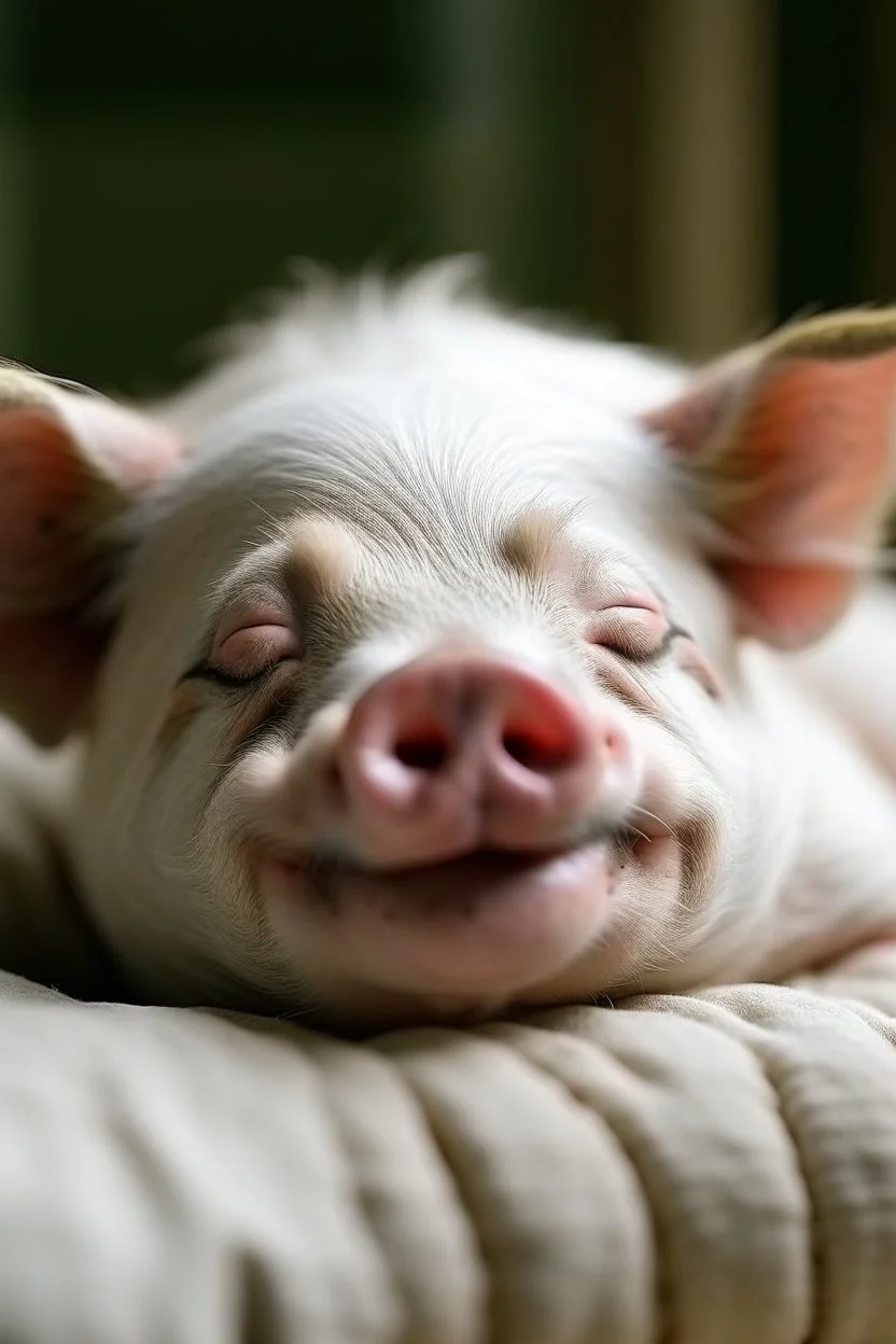 nothern pole pig sleep with smile face