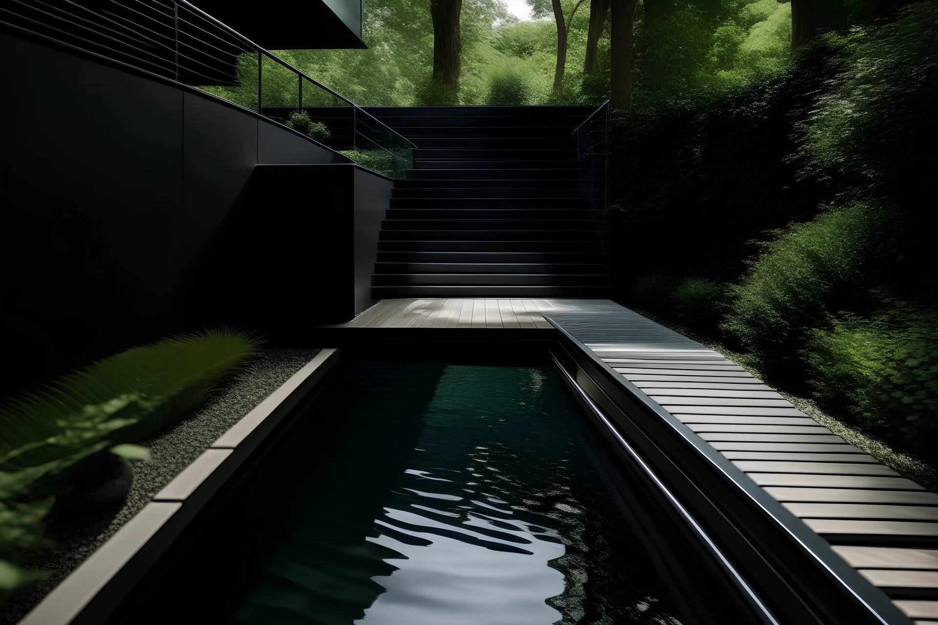 black narrow pool with steps