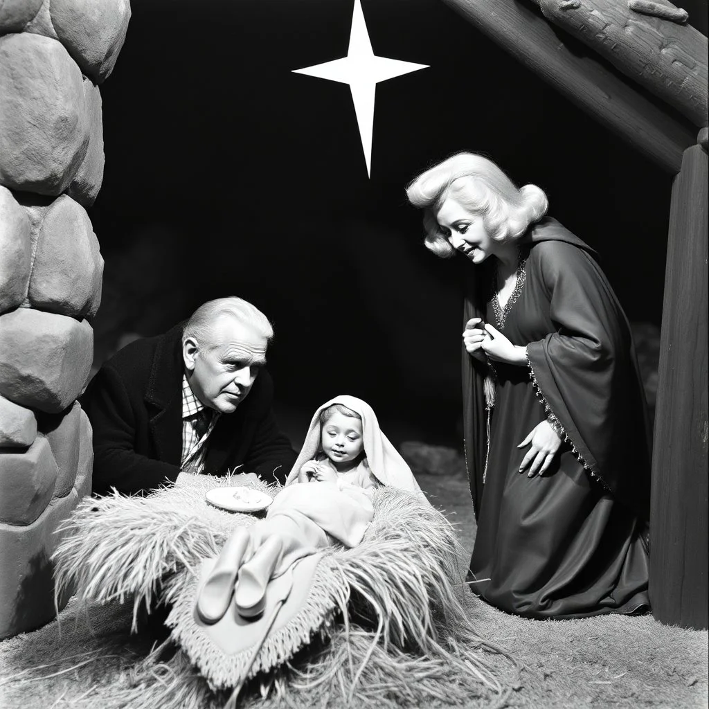 Nativity scene with Lon Chaney and Mae West.