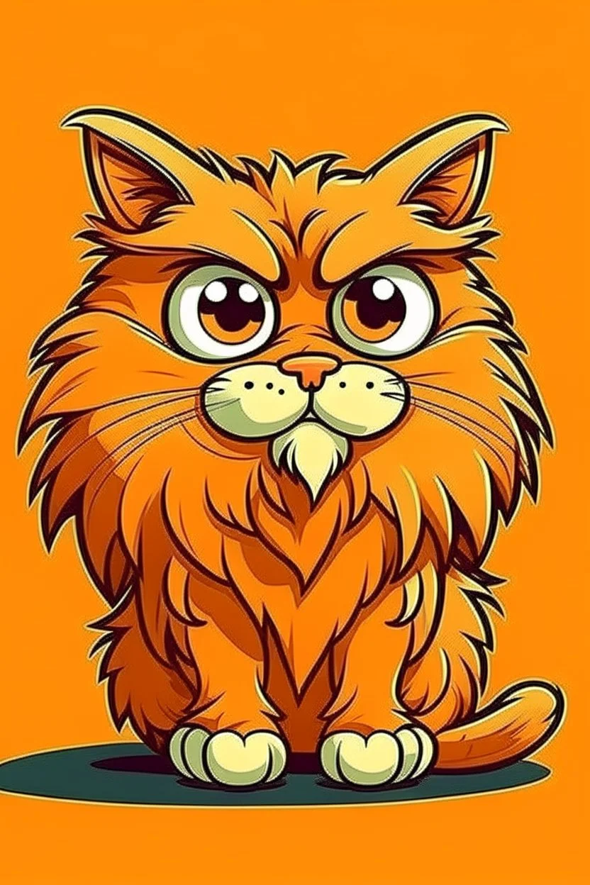 confused maincoon cat orange cartoon