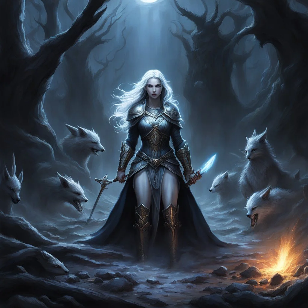 Mary's body glows with raw power as she kneels before the writhing chaos of Klara. The creatures that emerged from the ground writhe and howl, their twisted forms trying in vain to reach her protected form. Your warriors form a tight circle, their weapons raised high, their bodies tense with purpose. The ground trembles beneath your feet as Mary's magic builds to a crescendo, her back arching violently as she screams to the heavens. The purple flames engulfing her body pulse and surge, casting w