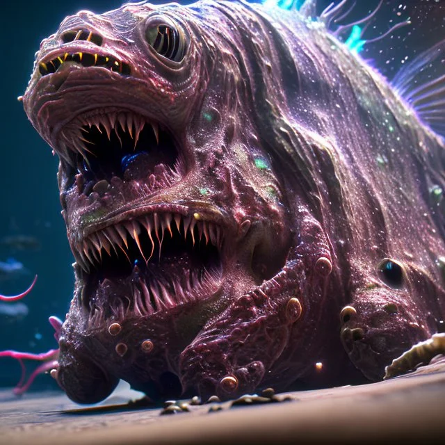 fluid ink angler fish creature, unreal engine 5, 8k resolution, photorealistic, ultra detailed