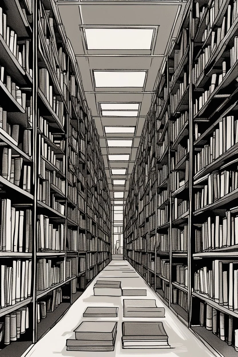 Library, state-of-the-art computers, book search. High-quality drawing, 8K