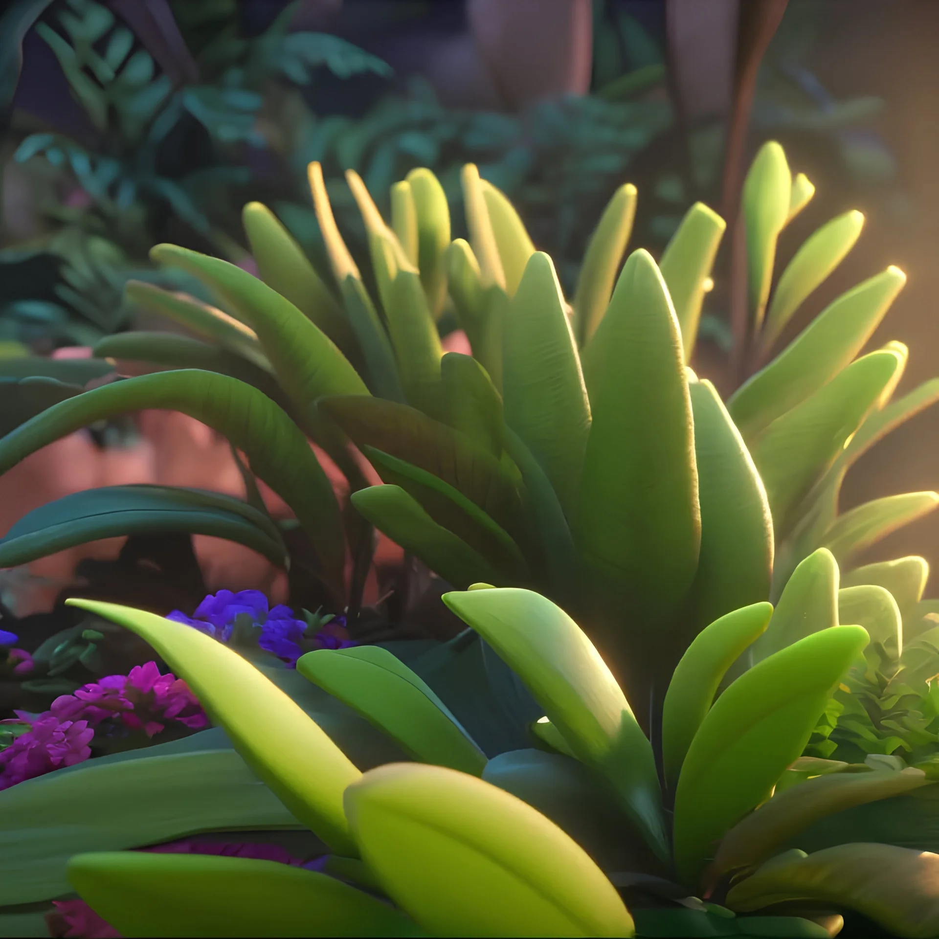 Exotic flowers in a black pot, 8k,unreal engine, very detailed,flashy colors, forest background,realistic, cinema 4D