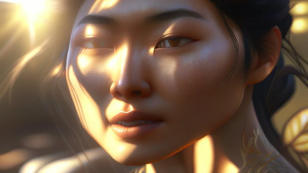 beautyfull asiatic woman, art by kiera malone photography, concept art modern photorealistic, in the style of , Artstation, sunlight, Unreal Engine sharp fine details trending on artstation reflections 4k ultra realistic post-processing