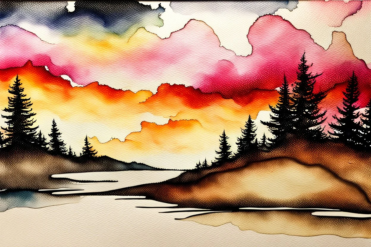 Alcohol & Ink for friday night landscape! (MJ)