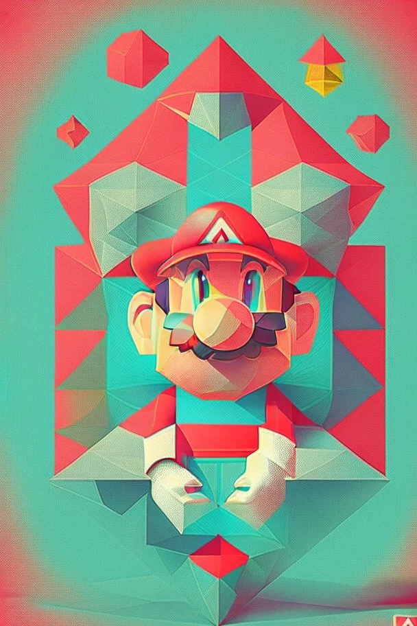 Geometric Mario illustration