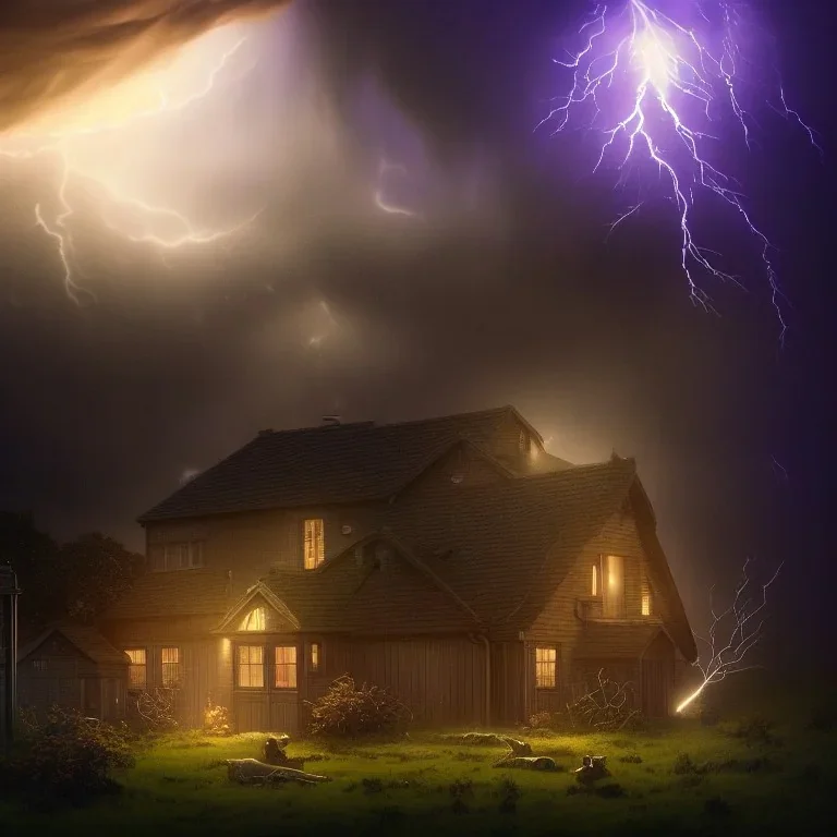 suburban home, being protected by a magic shield force, heavy dark storm encroaching, being protected by a magic shield force, 8k resolution, high-quality, fine-detail, iridescent, intricate, digital art, detailed matte, volumetric lighting, illustration, brian froud, howard lyon, selina french, anna dittmann, annie stokes, lisa parker, greg rutowski