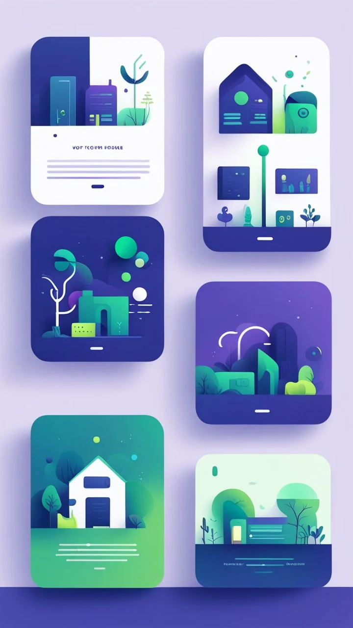 illustrations with a simple art style that show home page for spot use dark blue-purple and energy green and minimal