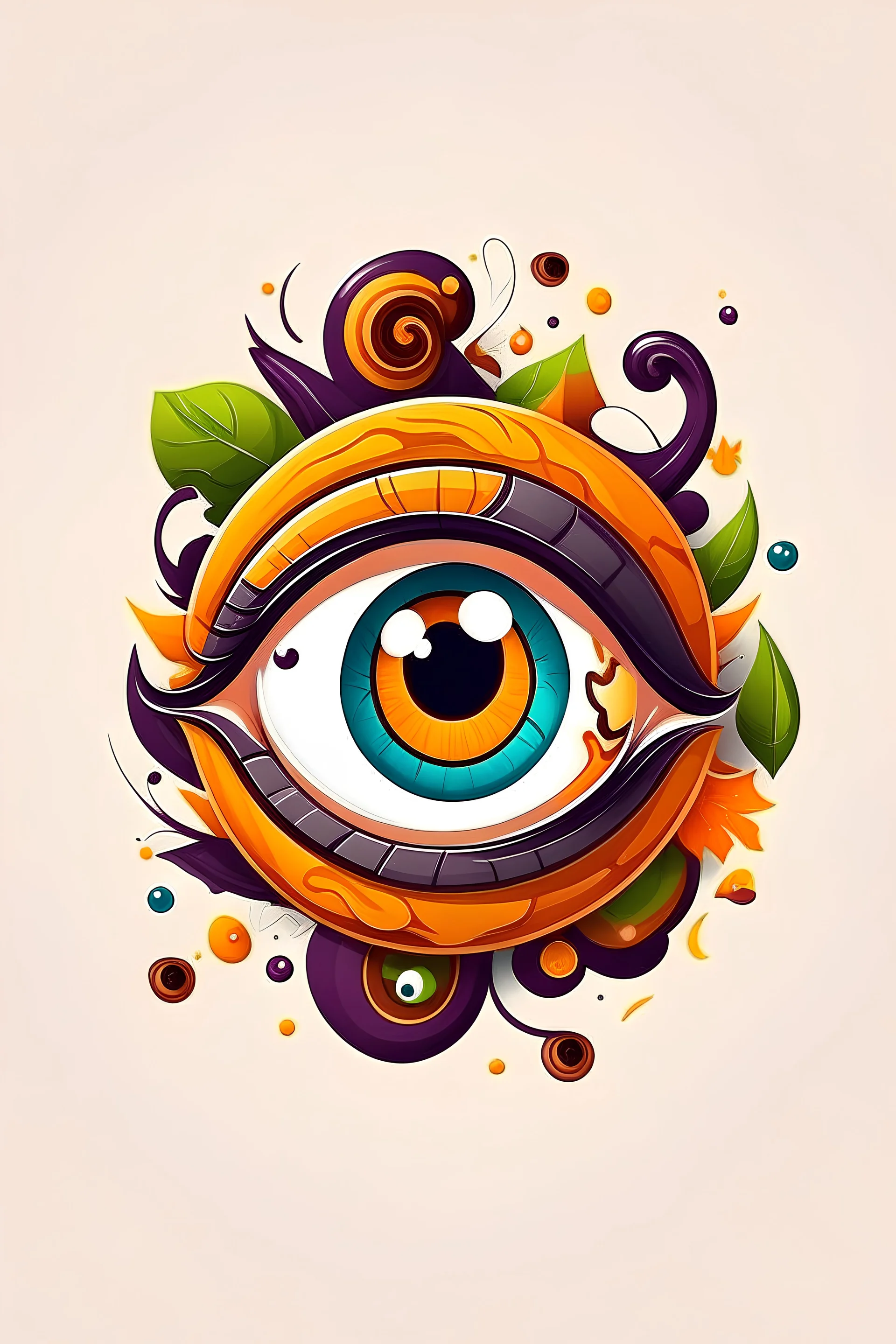 creative logo combining an eye and faty food elements