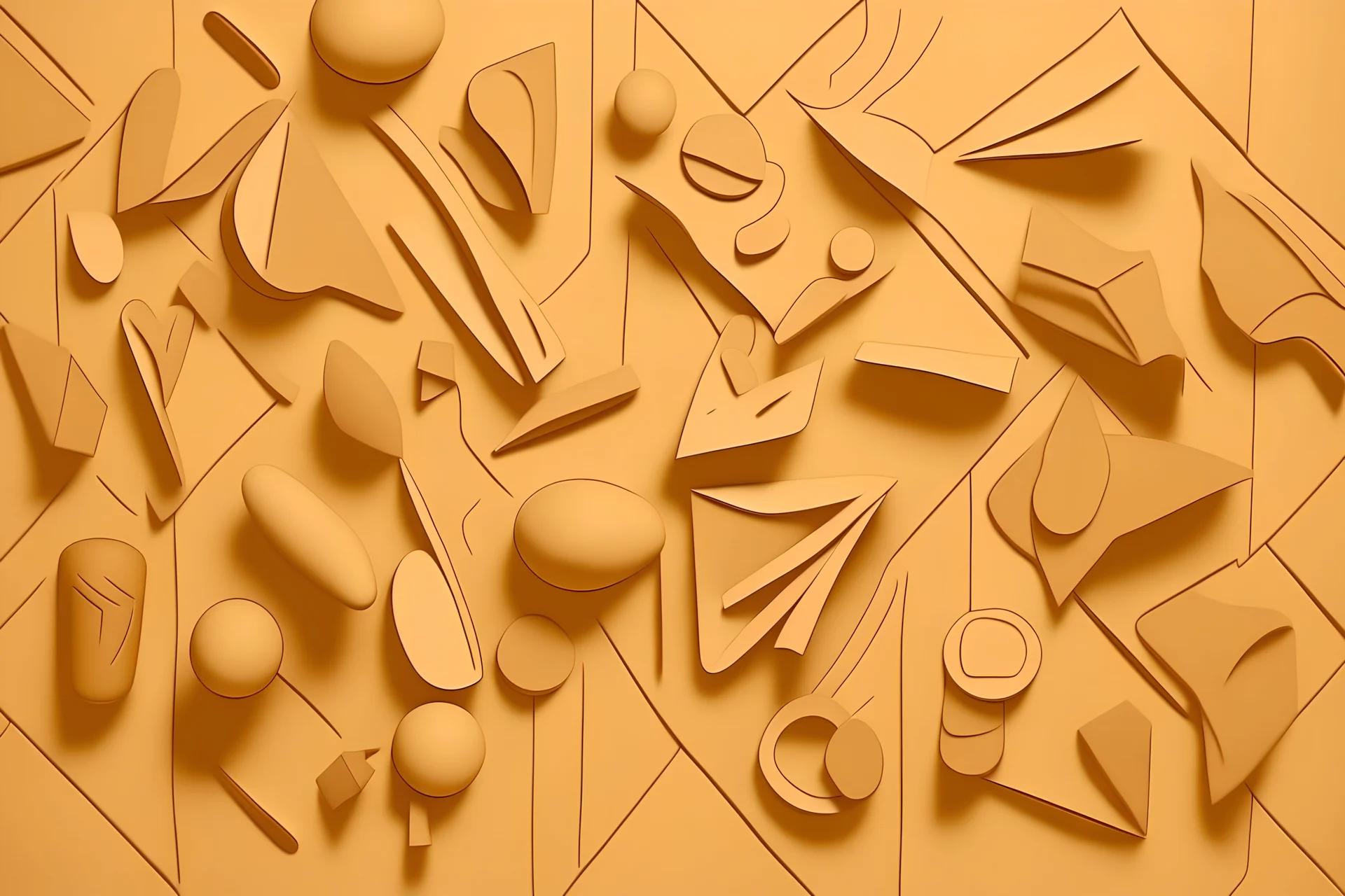 A light khaki wall with weird shapes