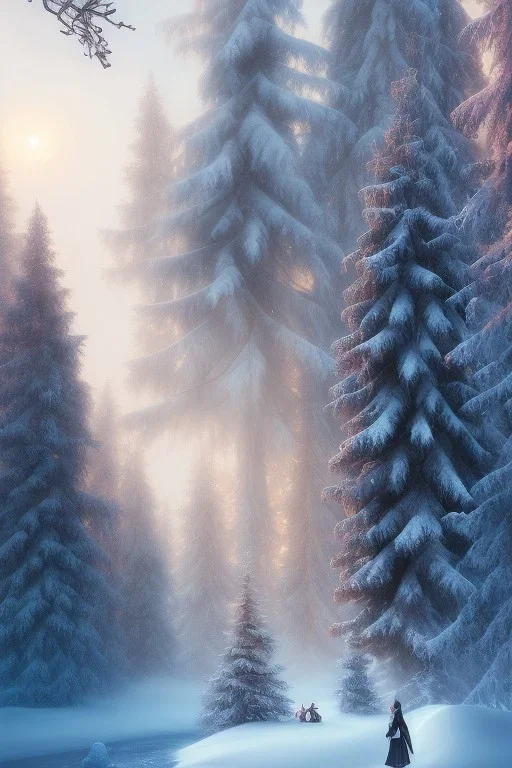 Wintertime Wonderland a Beautiful Hyperrealistic Digital Graphic in the Style of Charlie Bowater Julia Fox Monica Lee and Camilla D'Errico