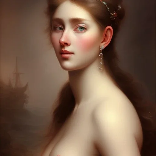 Portrait of a beautiful busty woman Théodore Géricault style