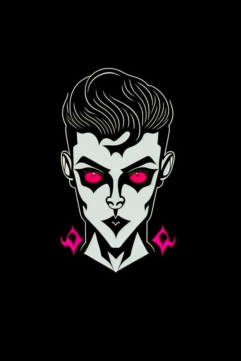 creepy evil androgynous human with a face made of shoes. Logo style.