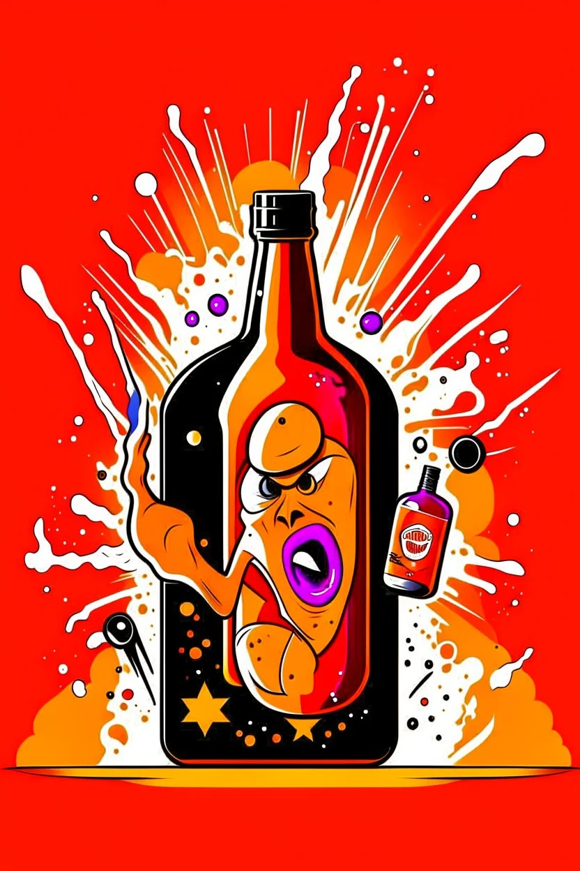 brand campaign for a new drink with orange and chili flavour with a american bomb cartoon style