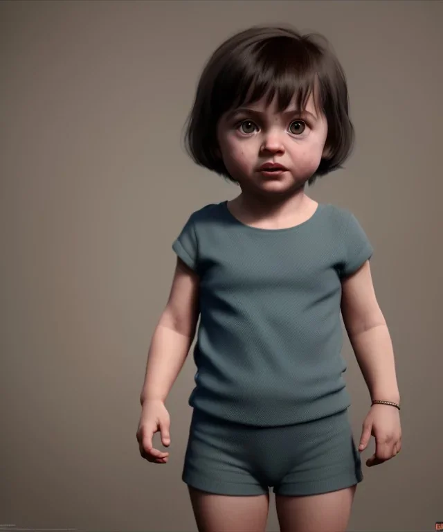 Agnes varda toddler, full body, dramatic lighting, hyper realistic