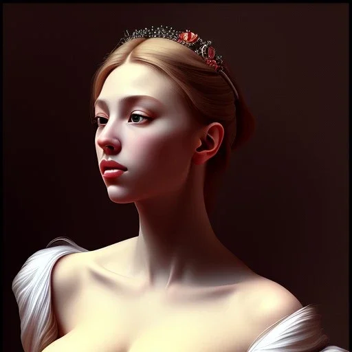 portrait of a beautiful blonde busty woman Caravaggio style