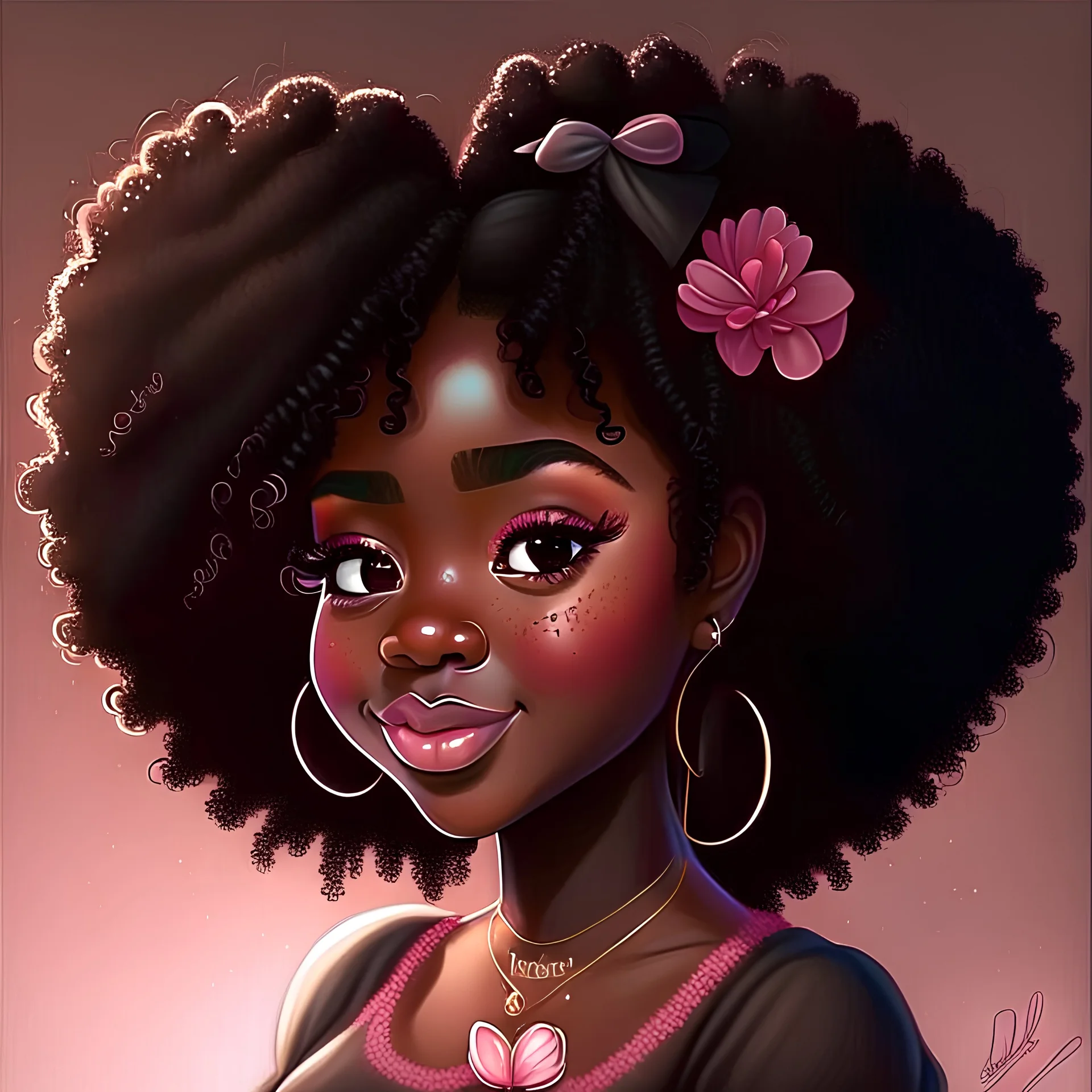 black cute chubby girl art