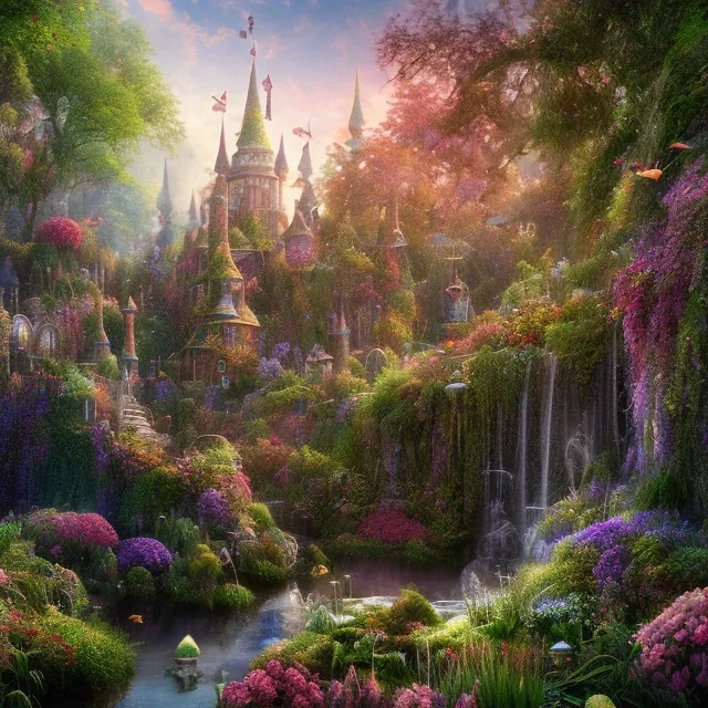 a magical garden , Epic, Vertical, Realistic, 8K