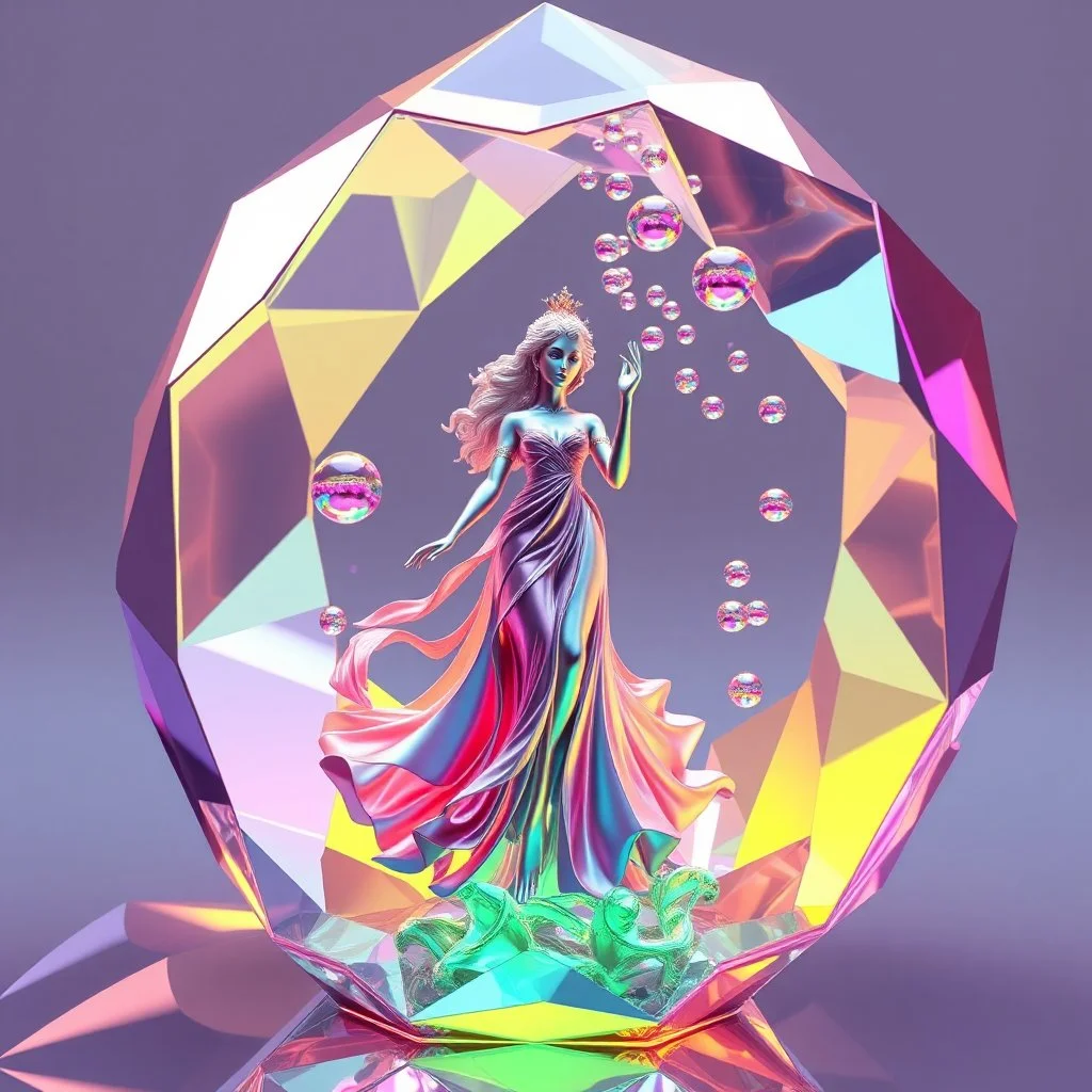 very complex CIFY structure ,pretty viberating color environment 3d metalic and crystal recursive evolving and animating beveled geometric base very complex CIFY structure emiting bubbles that broke, goddess of love in a pretty cleric dress comes out dancing gracefully , viberating color moving very in modern city escap environment while camera tracking it.write in down screen 3d animating"Made in Grok By:J.Babakan"
