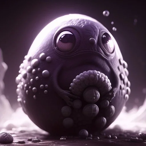 Cute fluid ink creature hatching from egg, big black eyes, unreal engine 5, 8k resolution, photorealistic, ultra detailed, by greg rutowski