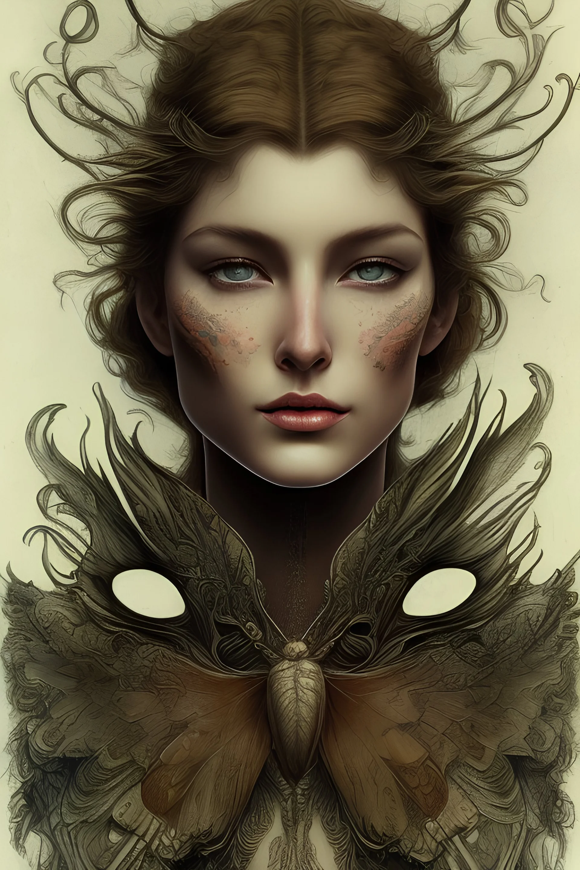 portrait a butterfly in the style of arthur rackham