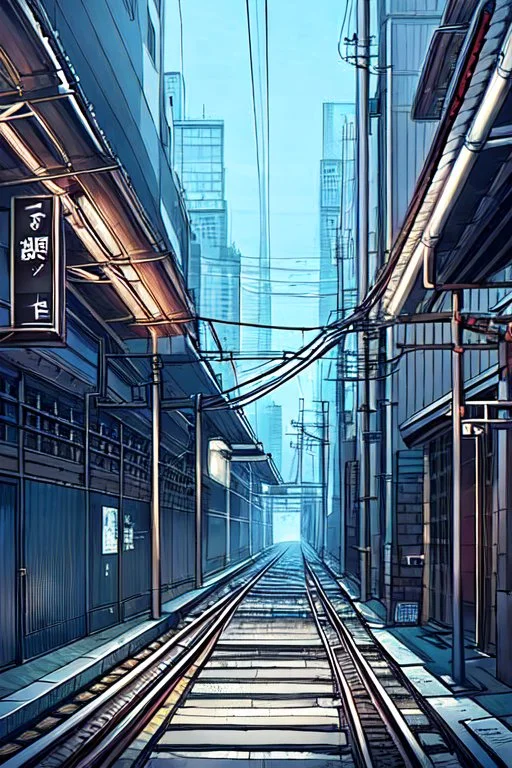 Tokyo alley, line arts, no people