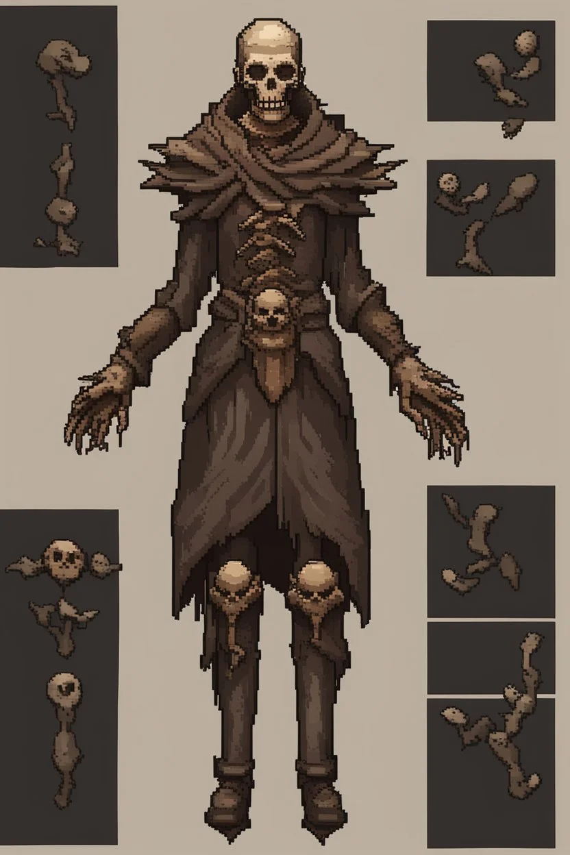 pixel undead soul sprite for pixel game in the medieval style side view idle animation. --ar 9:16