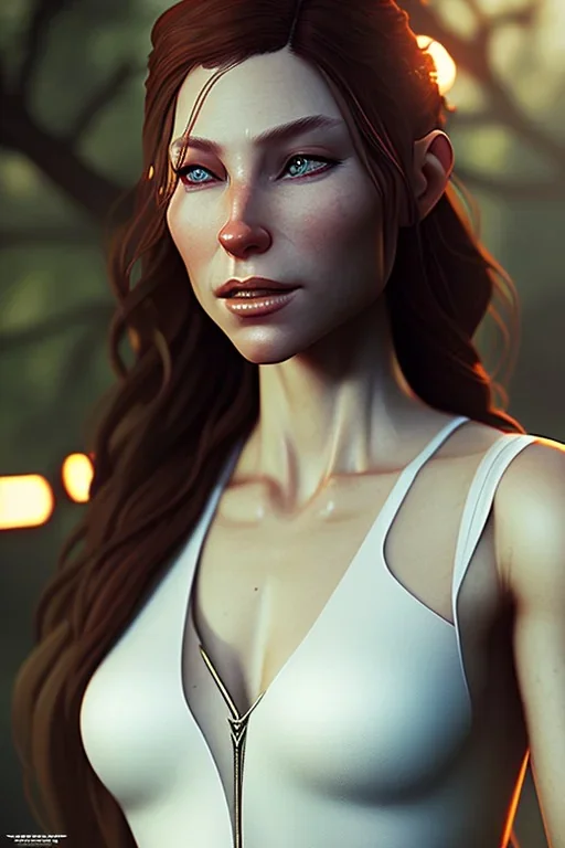 Tauriel, by Cedric Peyravernay, complete full body in frame, delicate traits, symmetric eyes