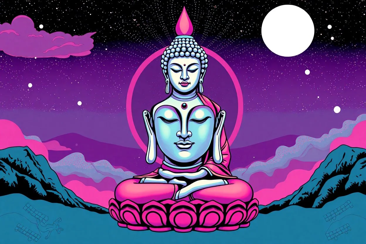pop art pixels 1000 images budha in the style of misaka