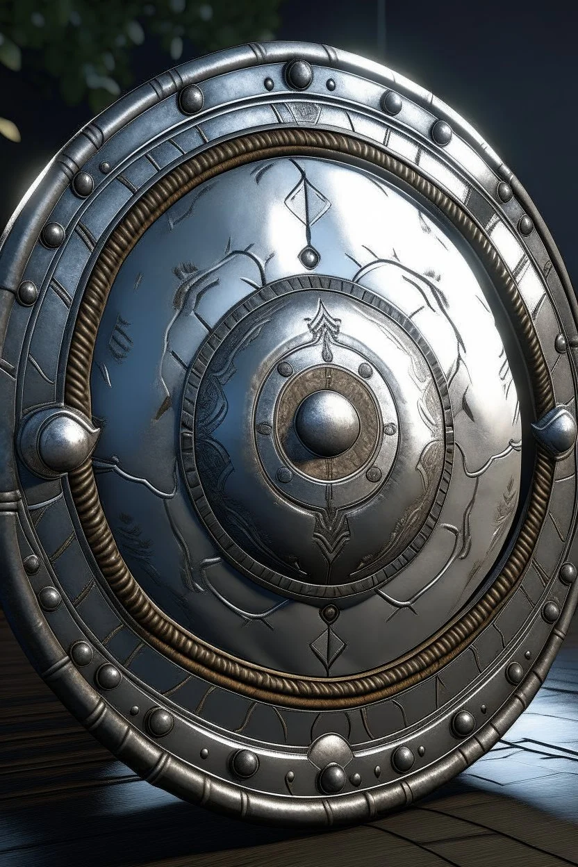 A round, silver shield that makes its wielder easier to heal, makes its wielder more accurate and helps its wielder find their foes.