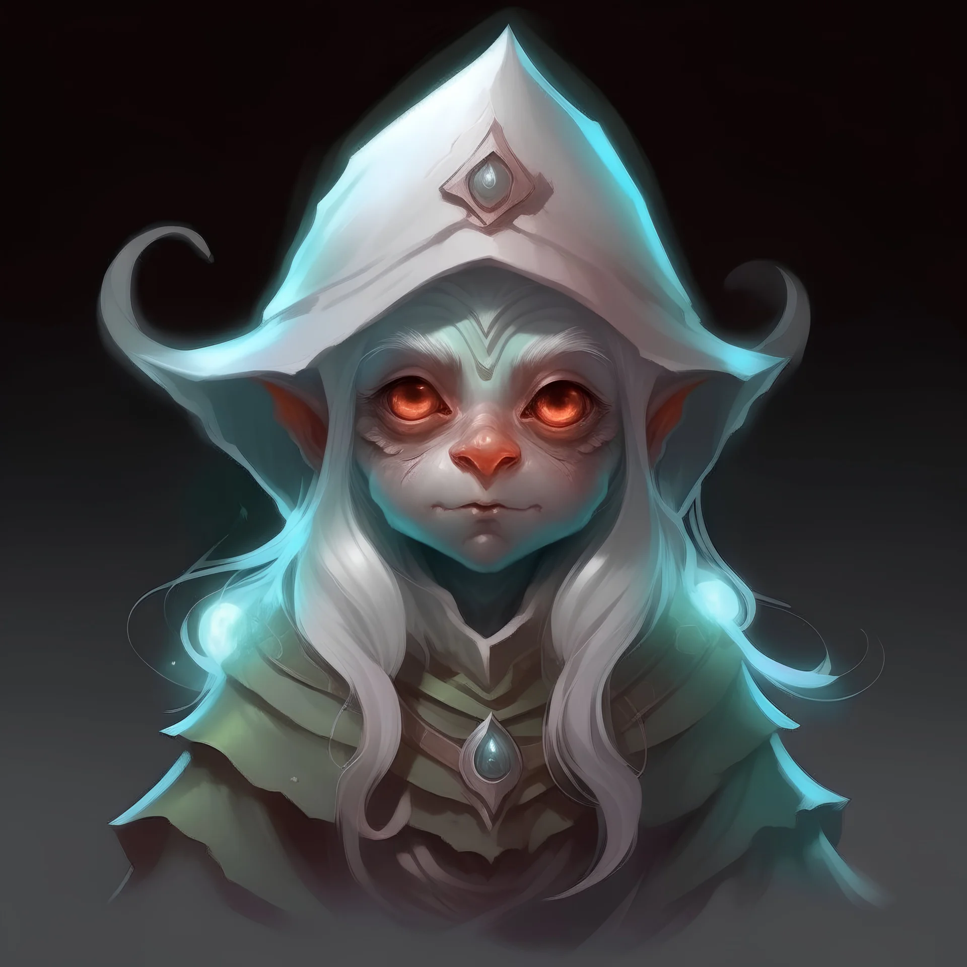 DND portrait female gnome ghost translucent