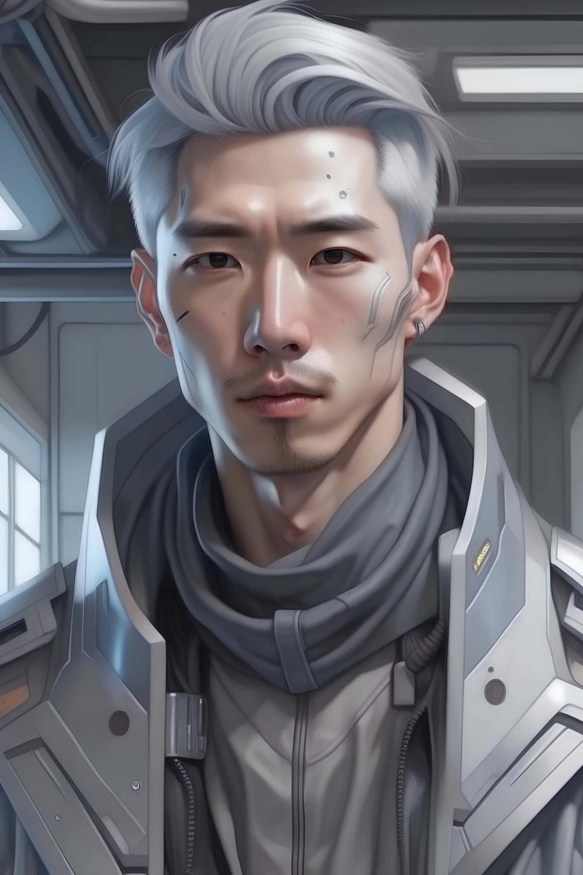 Hyperrealistic anime portraits of creative mens with casual clothing in futuristic achitectural style Bring architectural armor