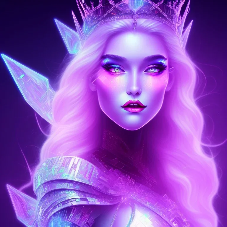 Ice crystal black queen full image neon light